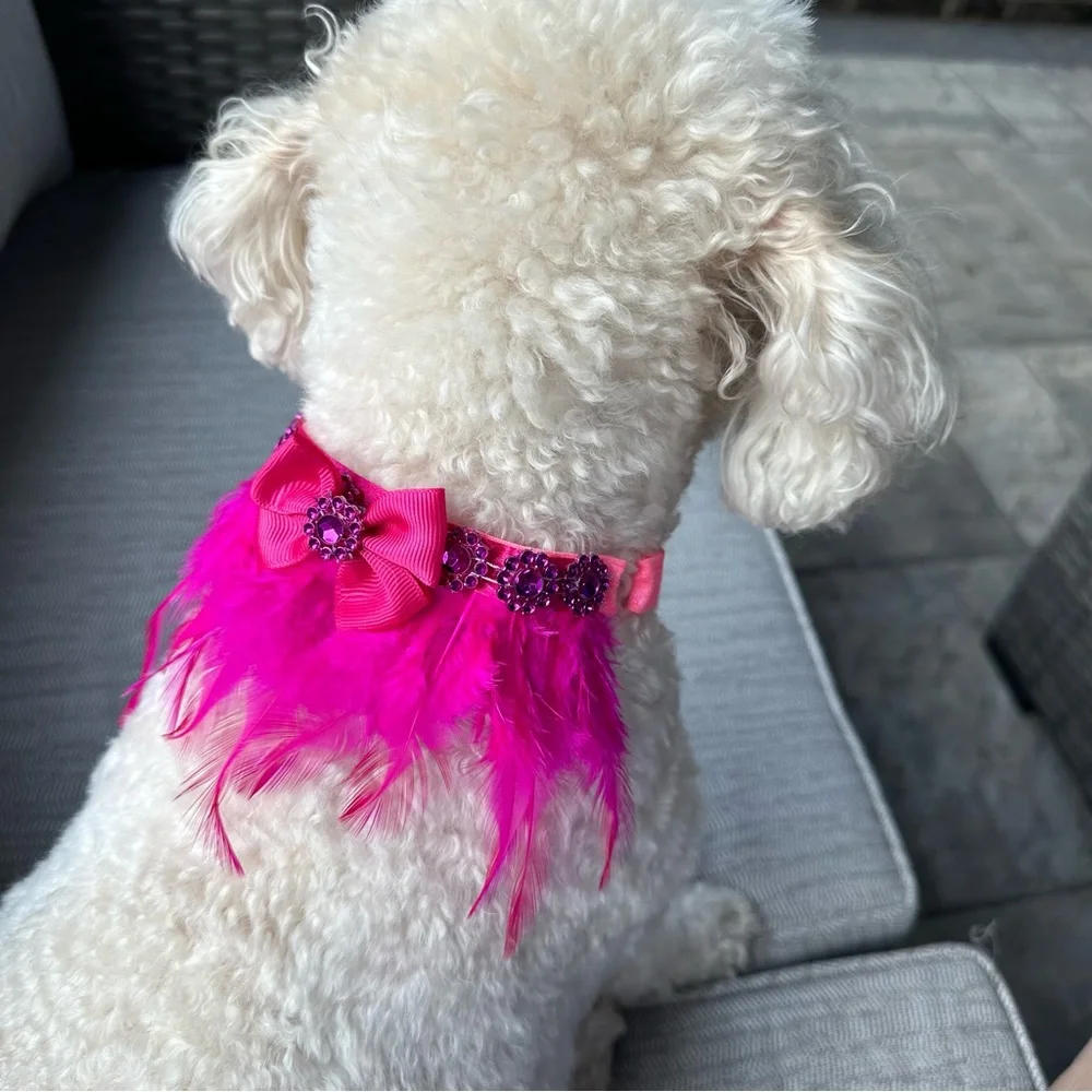 4 Pet Decorative Adjustable Ribbon Strap Collars and Decorative Flower